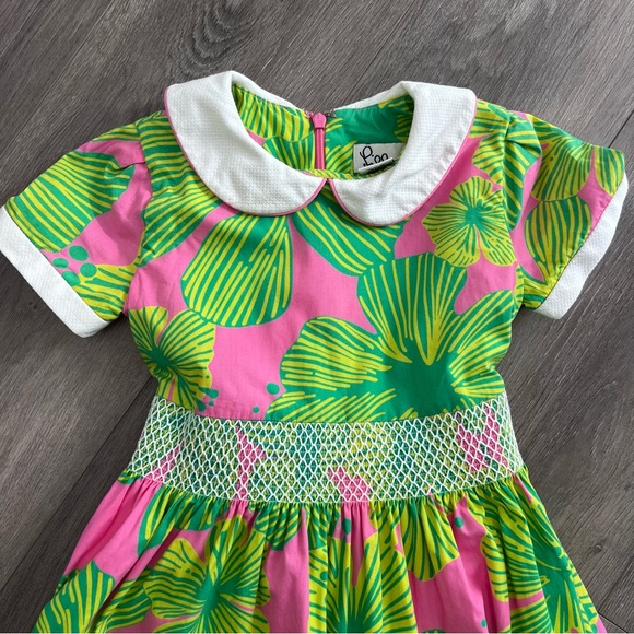 Lilly Pulitzer Pink and Green Floral Kids Dress 6 - Picture 2 of 8